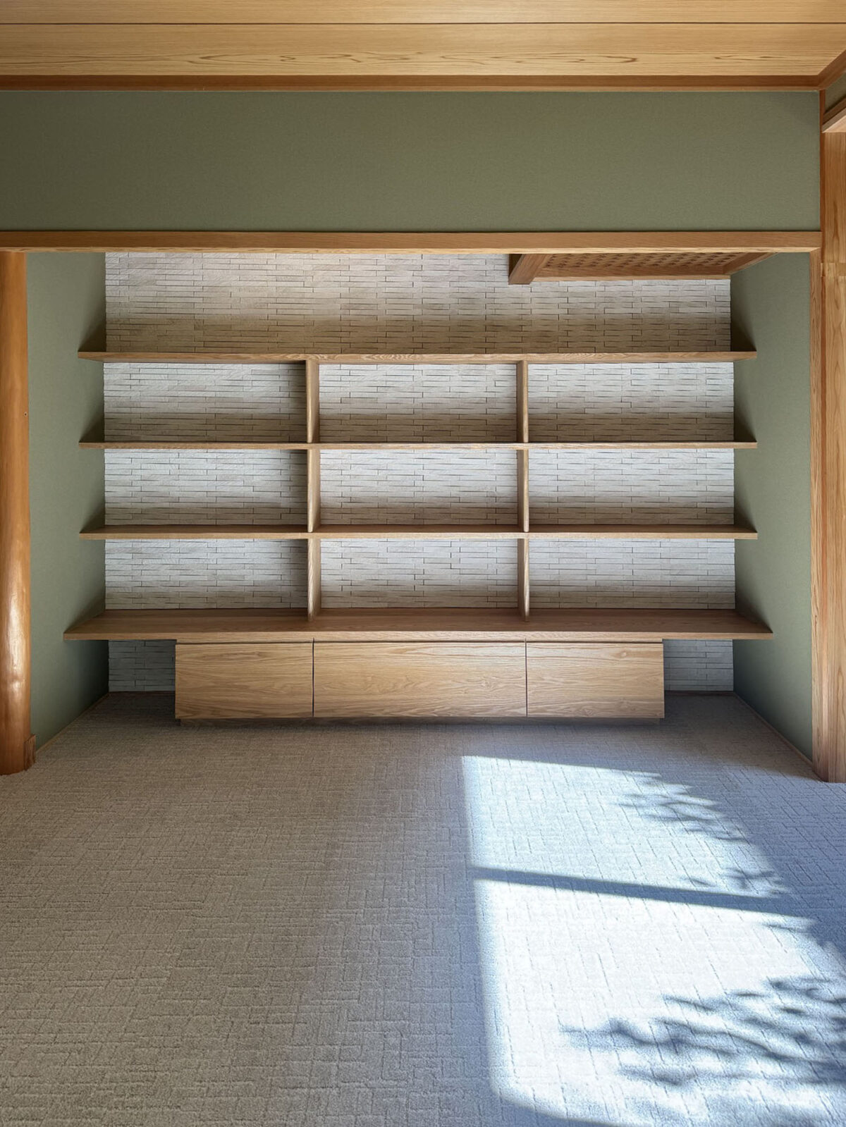 オーダー家具・タモの本棚+引き出し収納／関西・大阪