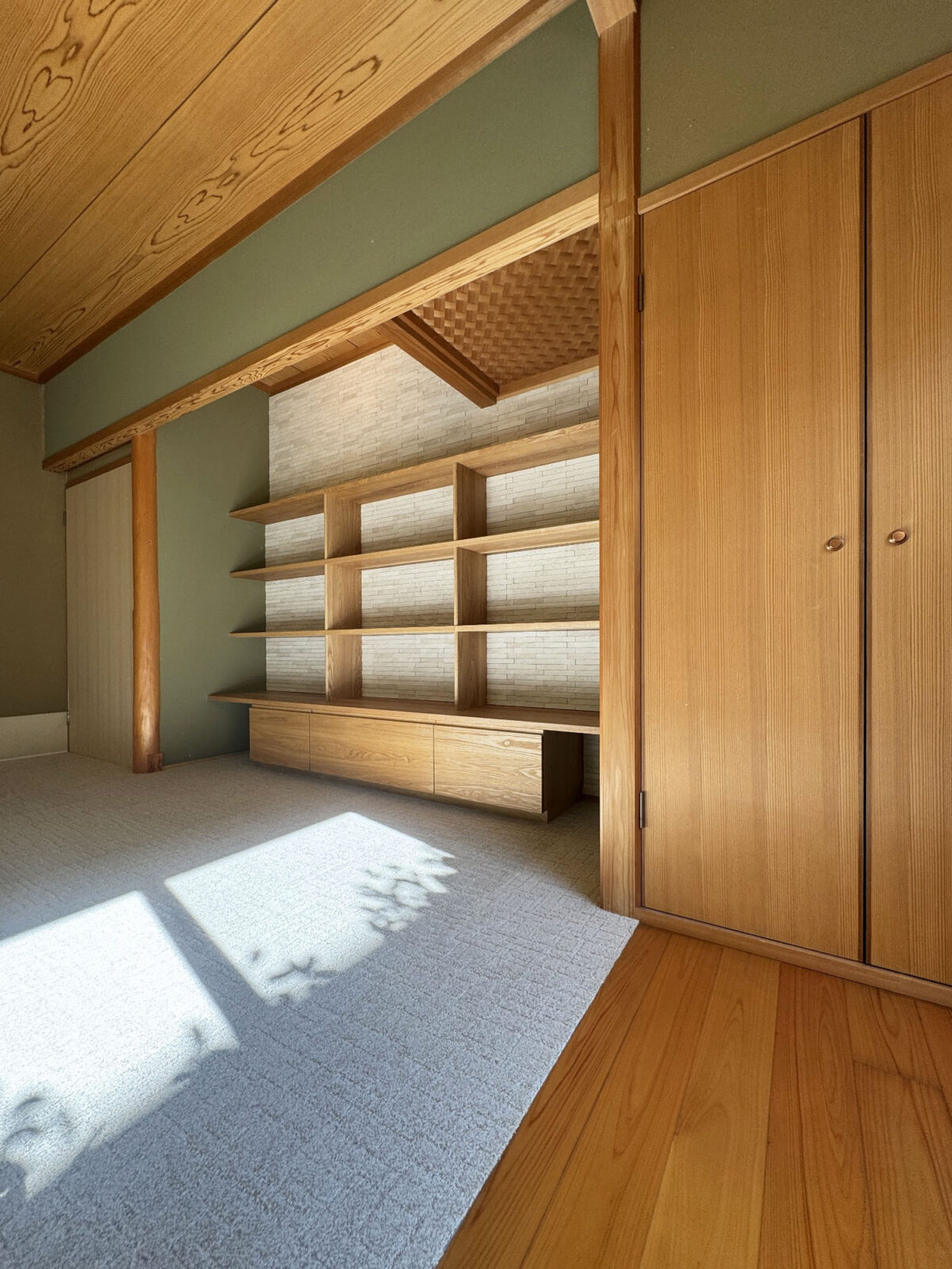 オーダー家具・タモの本棚+引き出し収納／関西・大阪