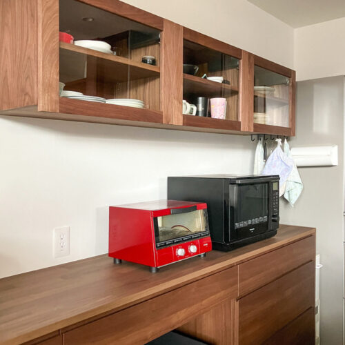 オーダー家具・ウォールナットの吊り戸棚／関西・和歌山