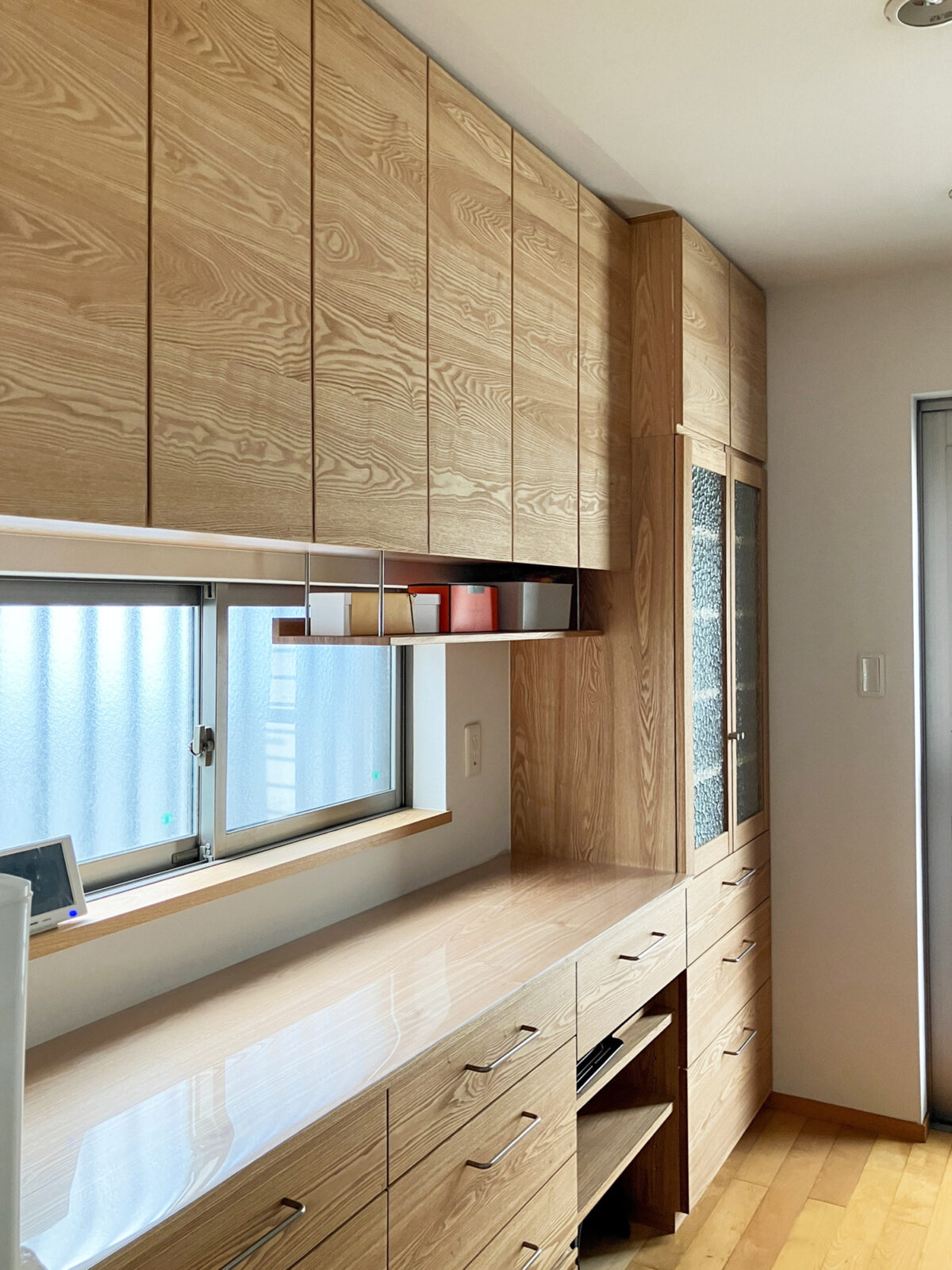 オーダー家具・タモのカップボード／関西・兵庫