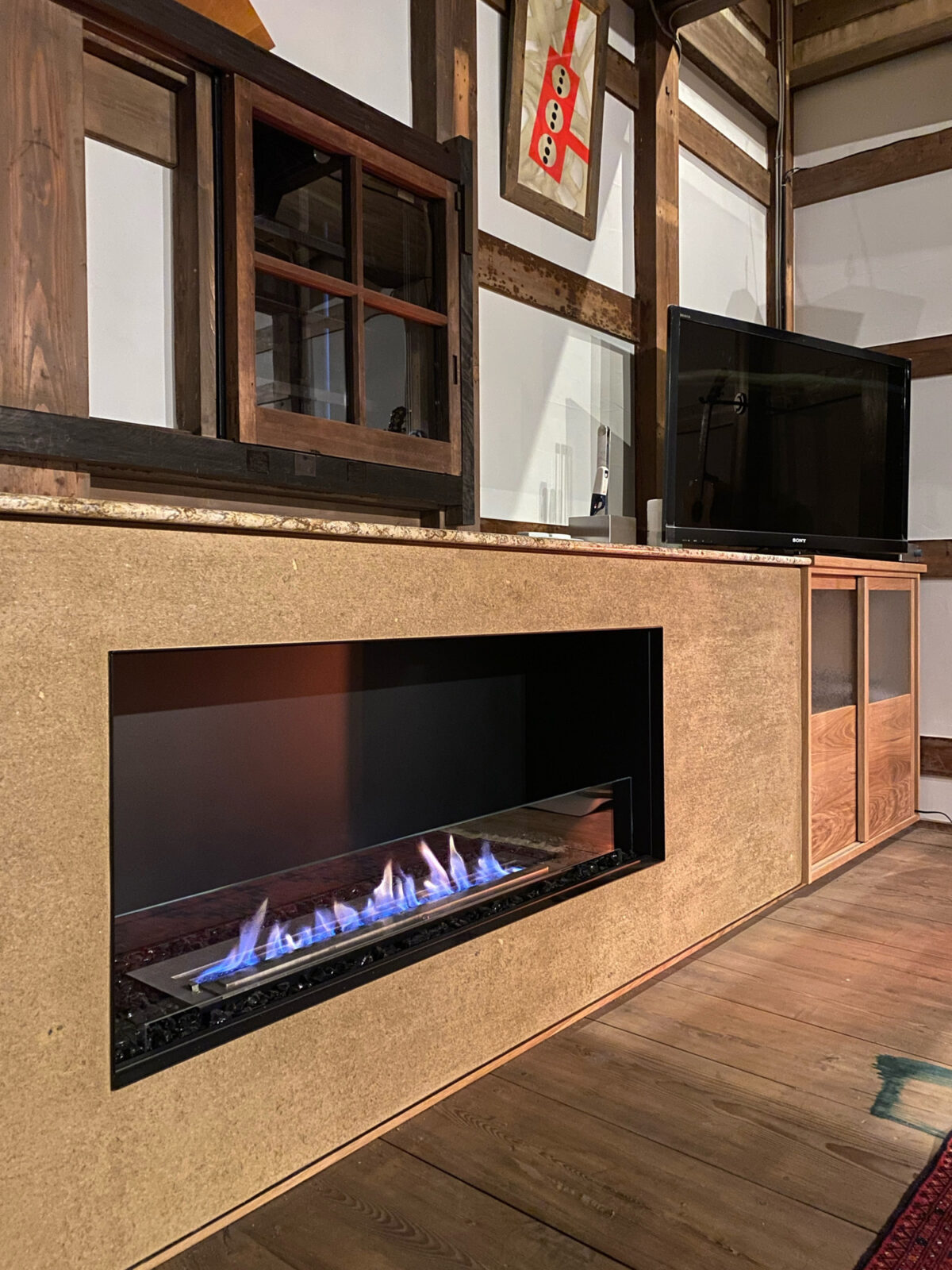 オーダー家具・バイオエタノール暖炉＆収納棚／関西・大阪