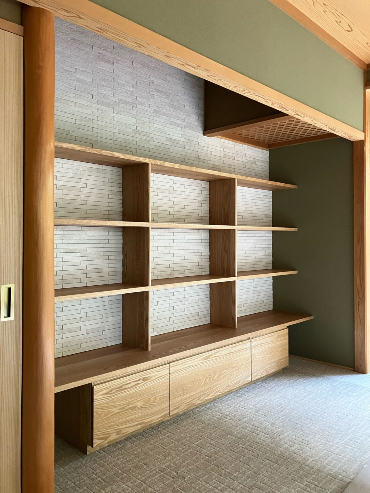 オーダー家具・タモの本棚+引き出し収納／関西・大阪