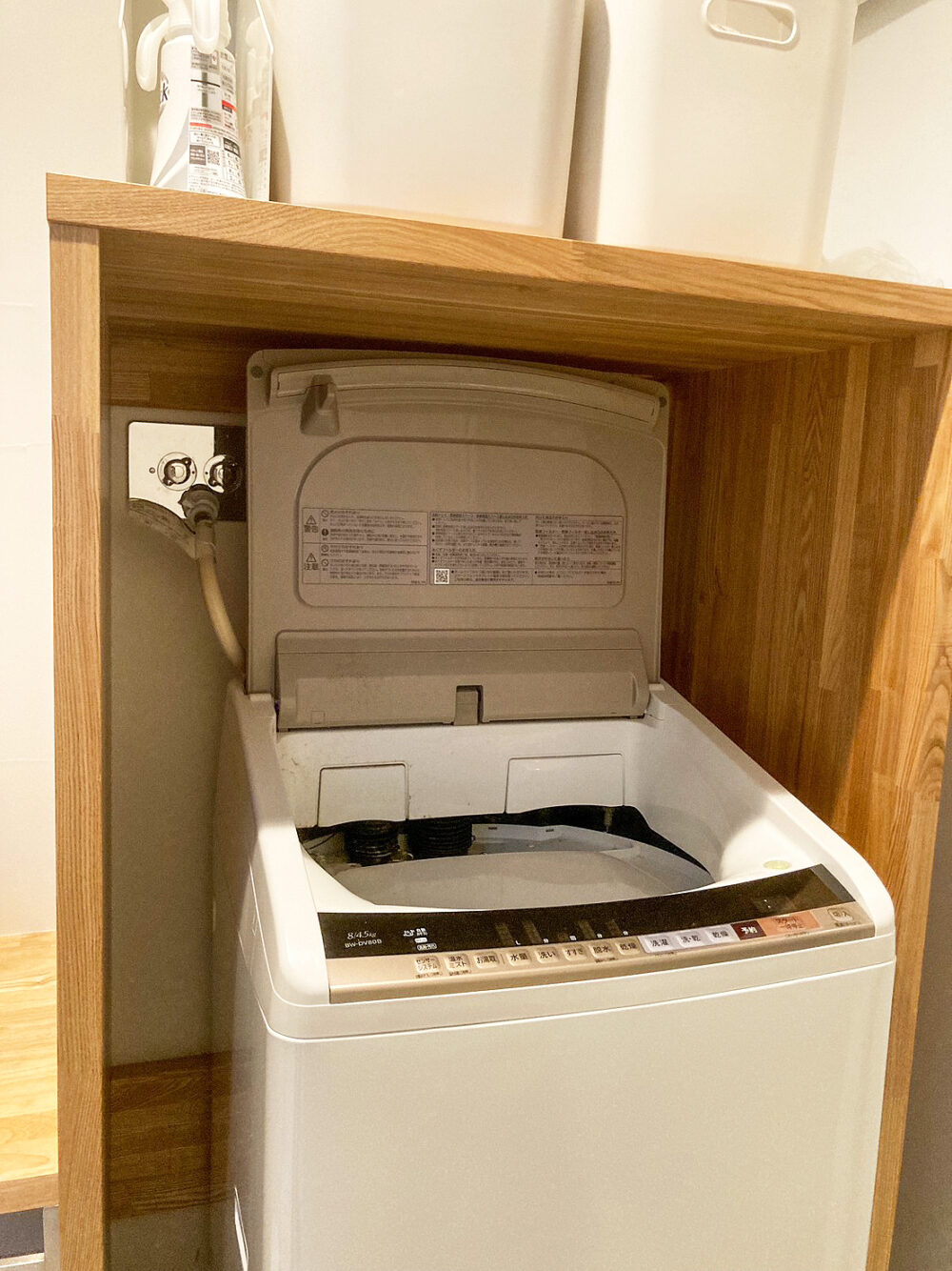 オーダー家具・タモの洗濯機置き場／関西・兵庫